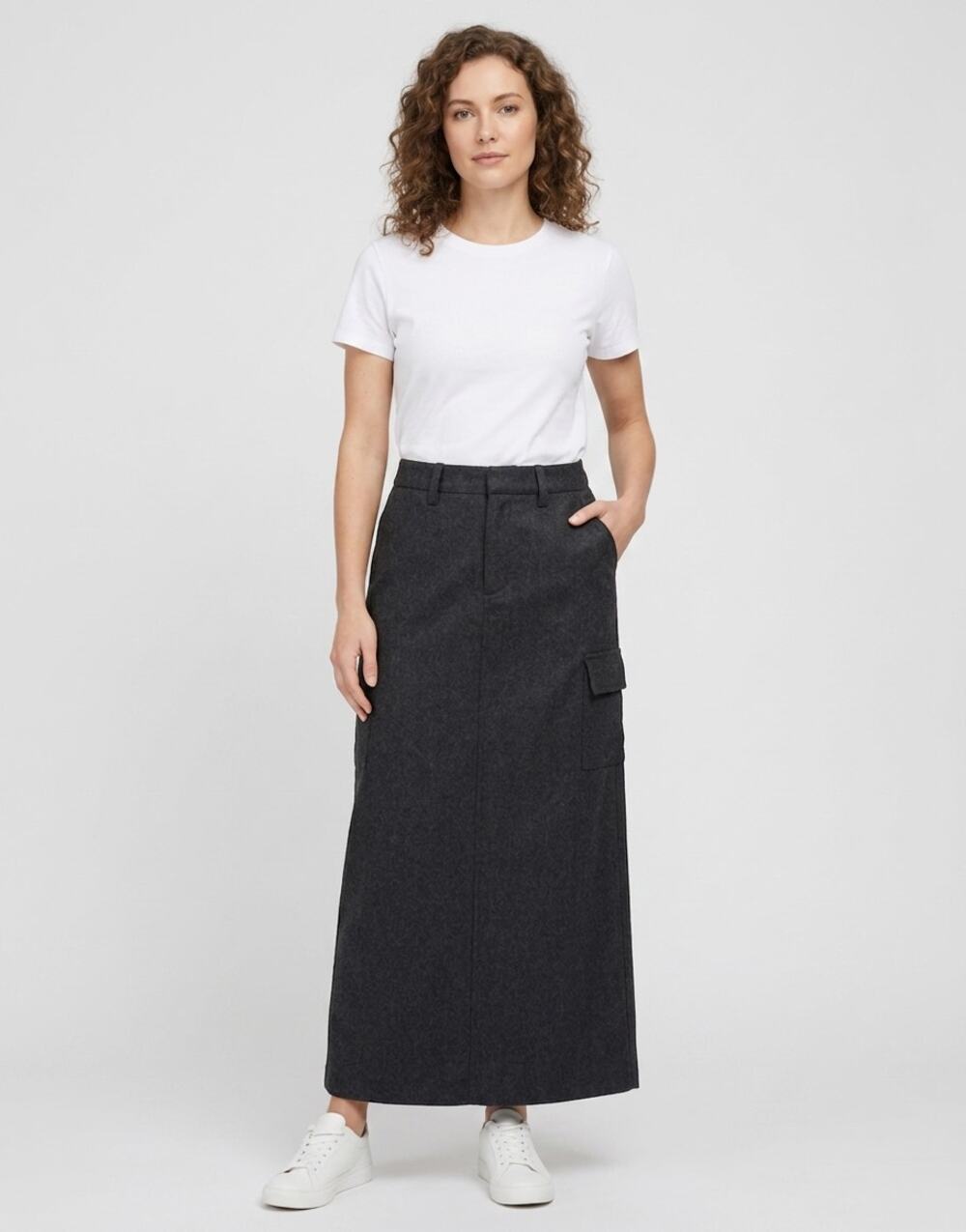 Gap Wool Blend Gray Long Button Front Casual Skirt Women Size 0